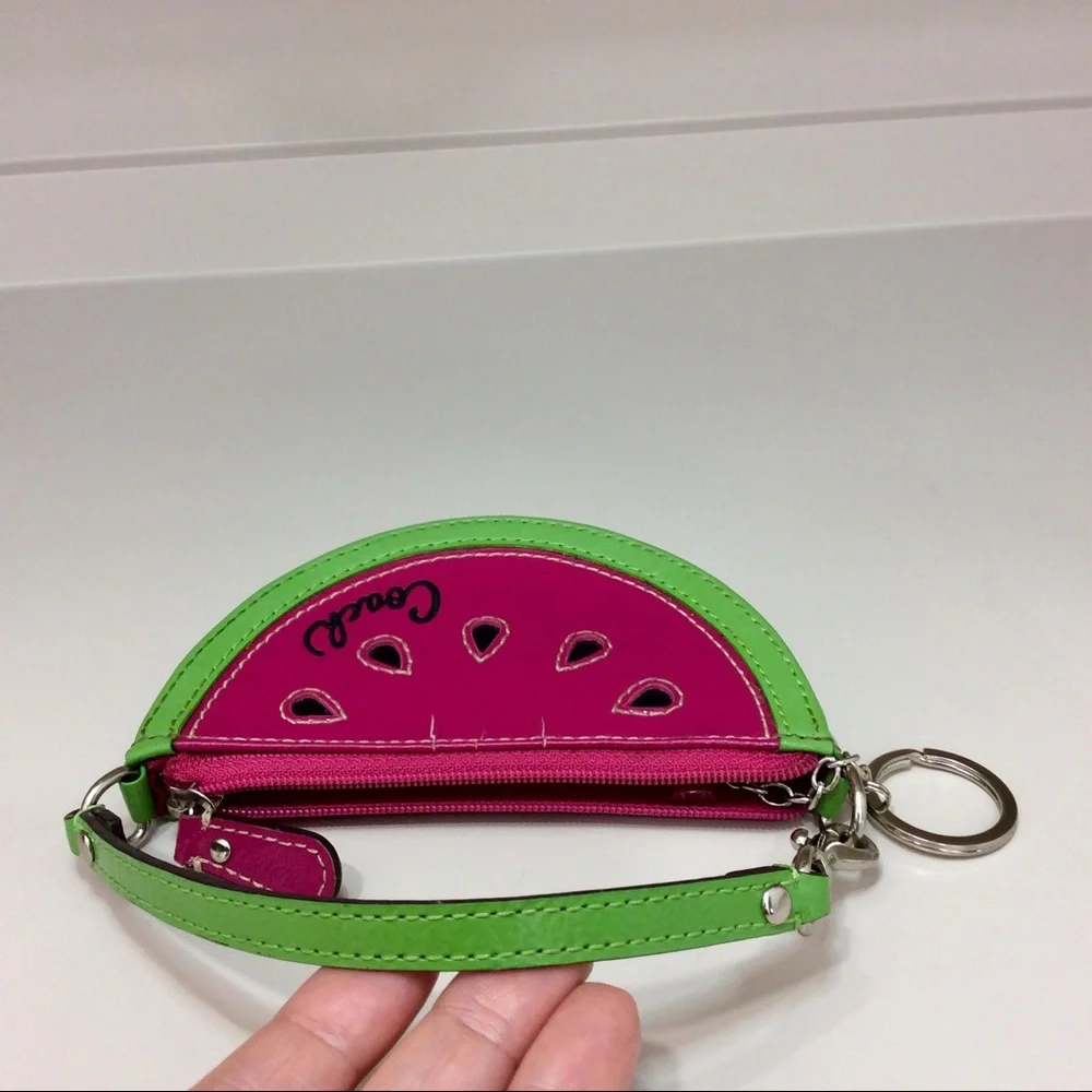 Coach Vintage Watermelon Coin Pouch Pink Green Patent Leather Y2K - Picture 6 of 14
